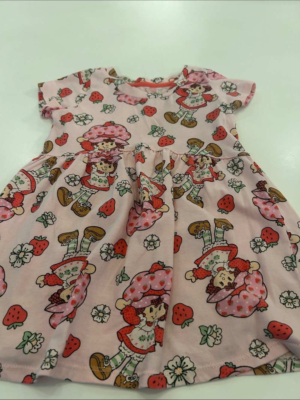 Girls Pink Strawberry Print Dress